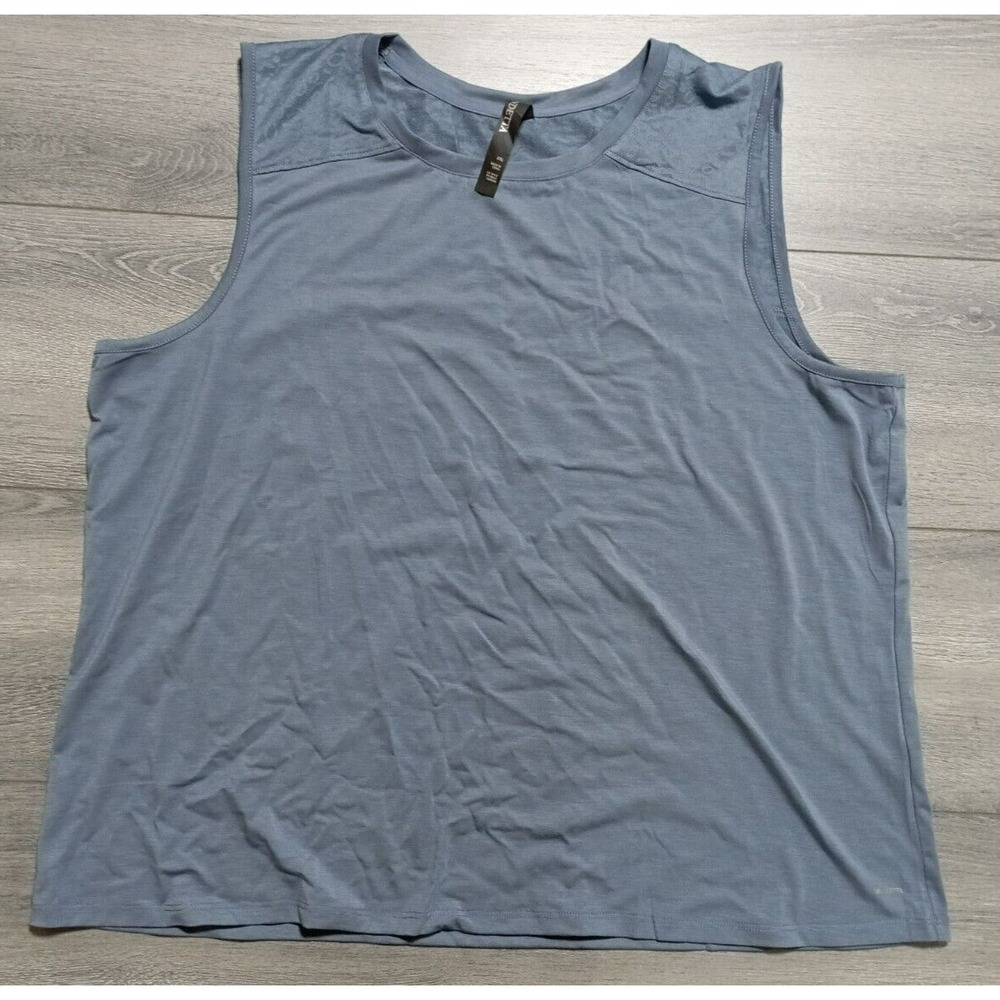 Mondetta Womens 2XL Blue Sleeveless Athletic Tank Top Lace Accent Activewear